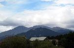 Clouds on a mountain.