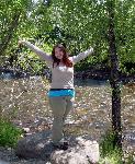 Maggie and a stream.