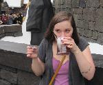 Trying butterbeer.